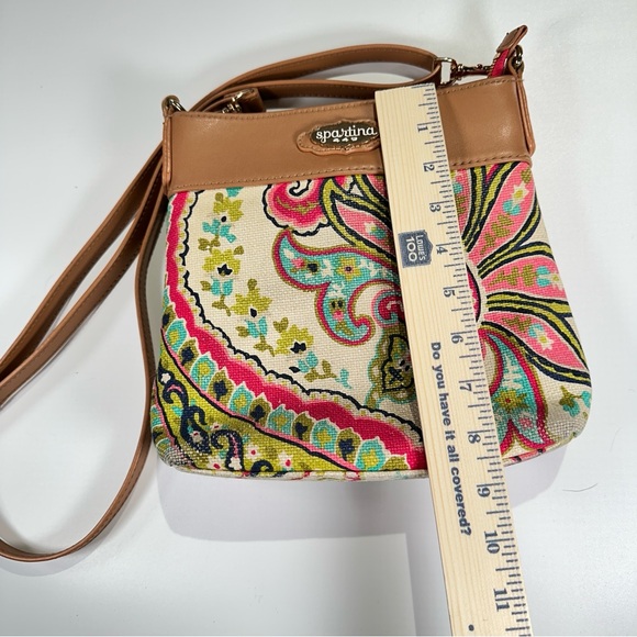 Spartina 449 Paisley Crossbody Canvas Leather Bag - Picture 13 of 15